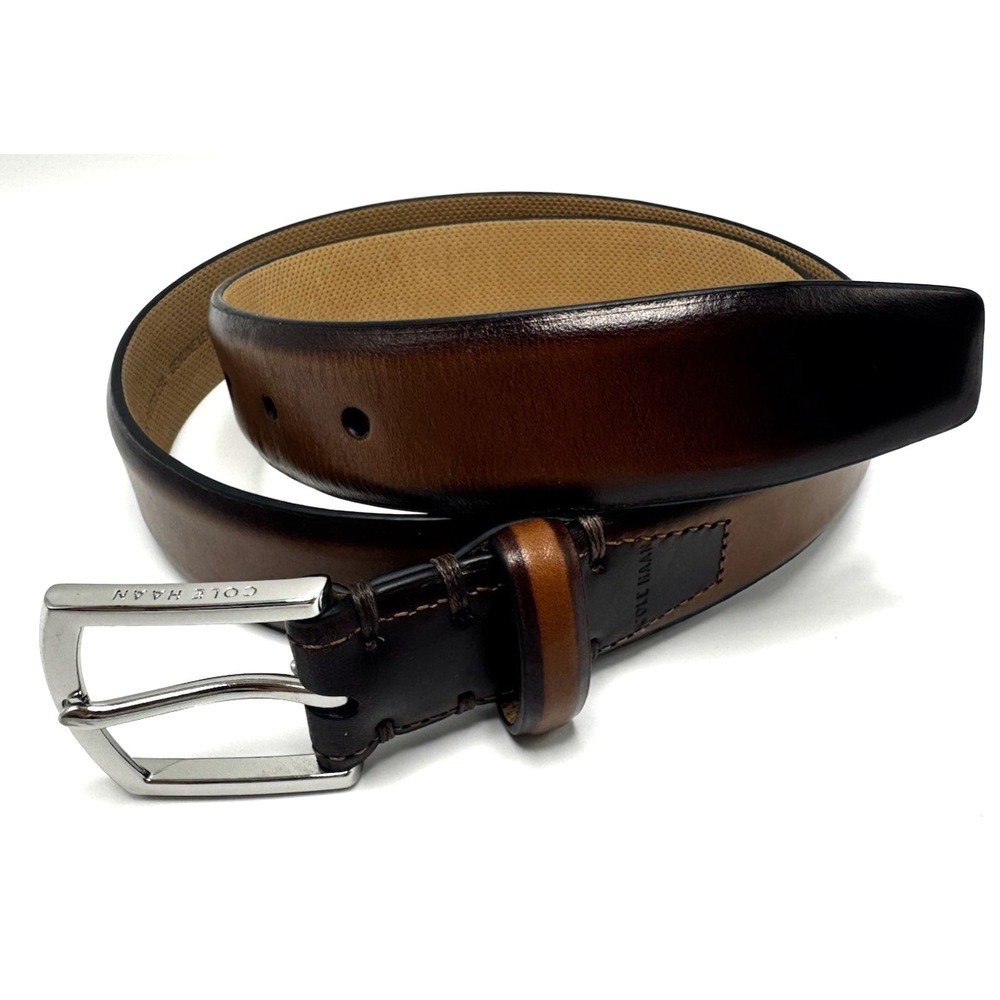 Cole Haan Mens Lewis Burnished Leather Belt British Tan (Brown) 36/90 (FITS 32")
